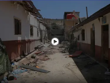 الدمار الذي خلفه القصف الصاروخي على مستشفى الشفاء بمدينة عفرين شمال حلب - وكالة ستيب نيوز