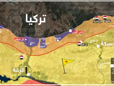خريطة تظهر مناطق انتشار قوات النظام السوري ضمن مناطق سيطرة قسد - وكالة ستيب نيوز