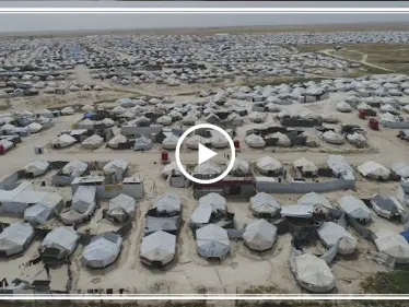 هكذا يبدو مخيم الهول من الجو الذي يضم عائلات مقاتلي "داعش" (فيديو) - وكالة ستيب نيوز