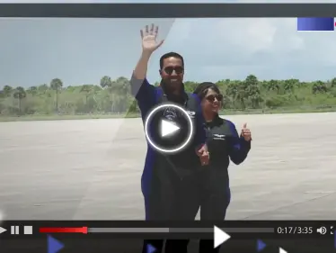 شاهد|| لحظة وصول رائدَي الفضاء السعودييَن ريانة برناوي وعلي القرني محطة إطلاق الصاروخ في فلوريدا - وكالة ستيب نيوز