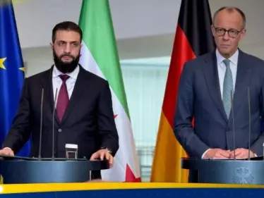 خلال مؤتمر صحفي لأحمد الشرع مع المستشار الألماني.. برلين تكشف عن قرار - وكالة ستيب نيوز