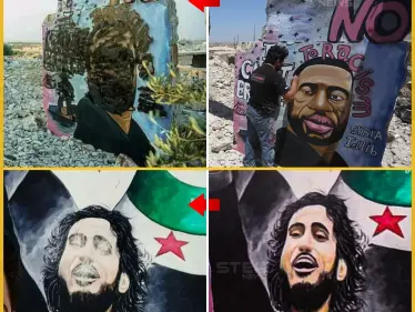 تشويه لوحات جدارية لجورج فلويد و الساروت في إدلب - وكالة ستيب نيوز