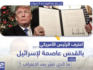 في مثل هذا اليوم منذ 3 سنوات اعترف الرئيس الأمريكي دونالد ترامب بالقدس عاصمة لإسرائيل - وكالة ستيب نيوز