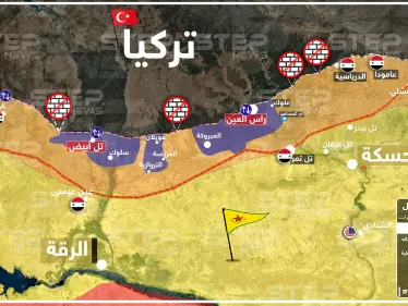 بالخريطة|| شاهد الاماكن التي أزالت منها تركيا الجدران العازلة على الحدود السورية التركية شرق الفرات - وكالة ستيب نيوز