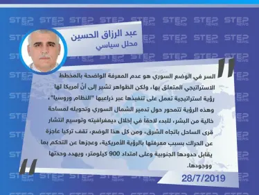 محلل سياسي: لأمريكا رؤية استراتيجية تنفذها بالشمال السوري عبر النظام وروسيا.. وهذه تفاصيلها - وكالة ستيب نيوز