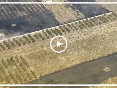 العربة المفخخة التي نتج عنها استعادة السيطرة على بلدة السكيك (تصوير جوي) - وكالة ستيب نيوز