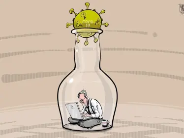 كاريكاتير || كورونا والحجر المنزلي - وكالة ستيب نيوز