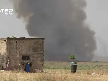 عدسة ستيب ترصد اندلاع حرائق في المحاصيل الزراعية شمال حماة جراء قصف للنظام - وكالة ستيب نيوز