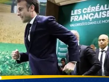 شاهد|| لحظة هروب ماكرون من المزارعين المحتجين في باريس - وكالة ستيب نيوز