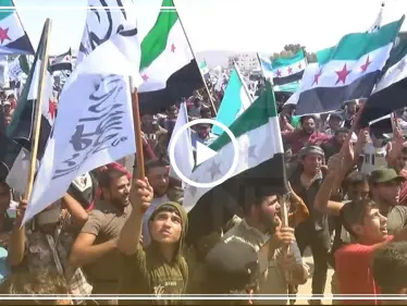 مظاهرة حاشدة وسط ساحة سرمدا تندد بإجرام النظام والروس - وكالة ستيب نيوز