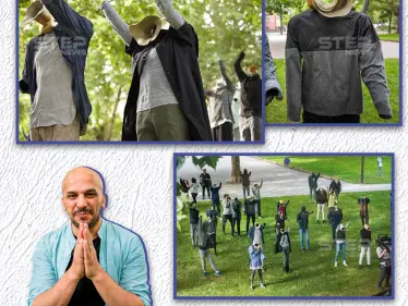 مظاهرة صامتة لفنان سوري خارج محكمة ألمانية تنظر في جرائم أنور رسلان - وكالة ستيب نيوز