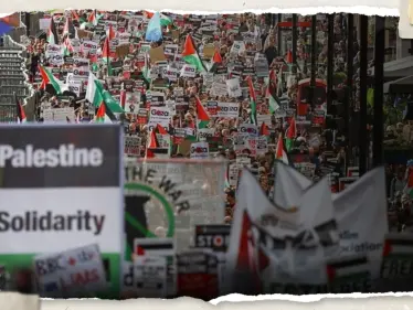 بالفيديو|| أكثر من 100 ألف متظاهر في لندن يشاركون في مسيرة داعمة لفلسطين - وكالة ستيب نيوز