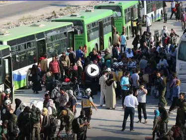 قافلة مُهجّري القنيطرة تصل مناطق المعارضة شمال سوريا وفصيل السلطان مراد يُطلق النار على المحتجين (فيديو) - وكالة ستيب نيوز