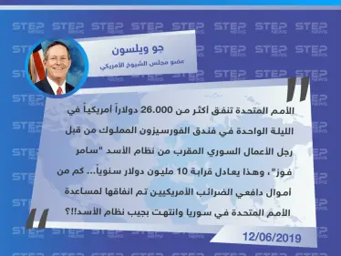 نائب أمريكي يكشف عن مبالغ طائلة تدفعها الأمم المتحدة وتذهب لنظام الأسد - وكالة ستيب نيوز