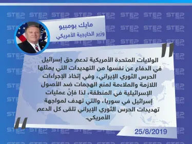 وزير الخارجية الأمريكي يعلن دعم بلاده لحق إسرائيل بالدفاع عن نفسها عبر مهاجمة إيران في سوريا - وكالة ستيب نيوز