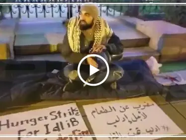 بالفيديو || لأجل إدلب.. ناشط سوري يعلن إضرابه عن الطعام من أمام منزل القنصل الروسي في واشنطن - وكالة ستيب نيوز
