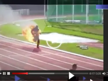 شاهد|| متسابق يسجل رقماً قياسياً أثناء 