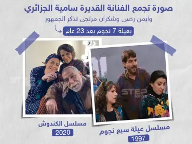 صورة حديثة تجمع سامية الجزائري وأيمن رضا وشكران مرتجى أبطال مسلسل عيلة 7 نجوم - وكالة ستيب نيوز