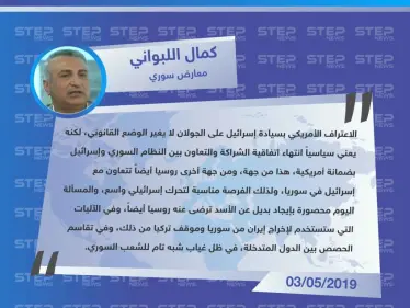 معارض سوري: المسألة اليوم محصورة بإيجاد بديل توافقي عن الأسد وإخراج إيران من سوريا - وكالة ستيب نيوز