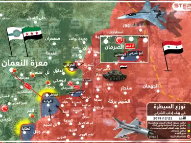 بالخريطة|| النظام السوري يتقدّم نحو معرة النعمان بعد انسحاب المعارضة ويقطع إمداد النقطة التركية - وكالة ستيب نيوز