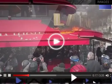 شاهد|| متظاهرون غاضبون يشعلون حريقاً بمطعم ماكرون المفضل - وكالة ستيب نيوز