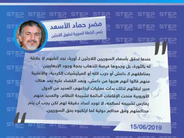 رئيس رابطة حقوق اللاجئين: "معظم من لجأوا إلى أوروبا لا علاقة لهم بالثورة، وشبيحة النظام يمارسون عملهم لصالحه". - وكالة ستيب نيوز