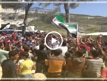 مظاهرة لأهالي مخيمات ريف جسر الشغور غرب ادلب للمطالبة بإسقاط النظام السوري - وكالة ستيب نيوز