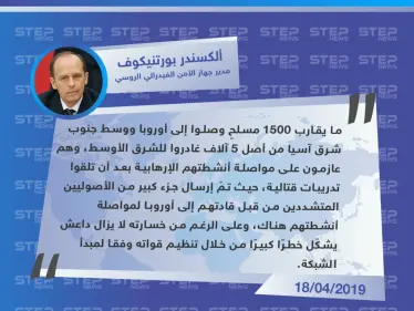 مدير الاستخبارات الروسية يُحذّر من عودة مقاتلي داعش لأوروبا بهدف ممارستهم أنشطة إرهابية - وكالة ستيب نيوز