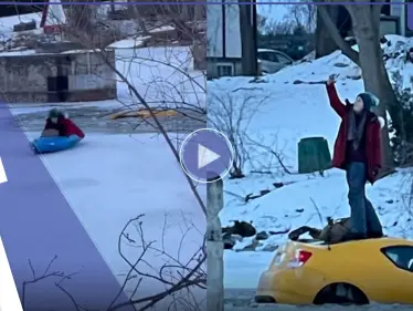 بالفيديو|| التقطت أخطر صورة سيلفي.. امرأة تقف على سطح سيارتها أثناء غرقها في نهر متجمد لتتصور وتُغضب منقذيها - وكالة ستيب نيوز