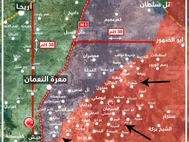المناطق التي يسعى النظام السوري للسيطرة عليها في ريف إدلب - وكالة ستيب نيوز
