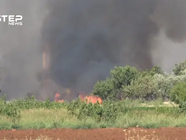 مشاهد من القصف الروسي المكثف الذي استهدف أطراف بلدة اللطامنة بريف حماة - وكالة ستيب نيوز