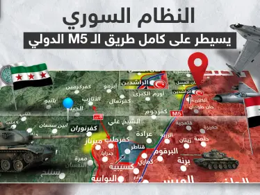 النظام السوري يسيطر على كامل طريق الـ M5 الدولي غربي حلب (خريطة) - وكالة ستيب نيوز