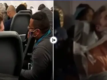 بالفيديو|| لحظة تقييد مسافر ثمل بمقعده في الطائرة بسبب هجومه على مضيفة - وكالة ستيب نيوز
