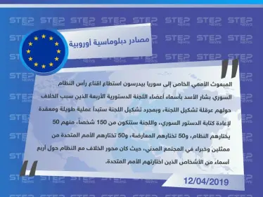 مصادر دبلوماسية أوروبية تكشف عن نجاح غير بيدرسون في الوصول لاتفاق حول اللجنة الدستورية السورية. - وكالة ستيب نيوز