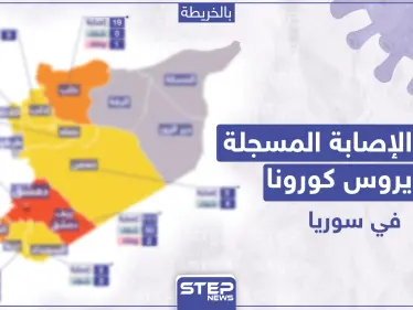 حالات الإصابة المسجلة بفايروس كورونا في سوريا - وكالة ستيب نيوز