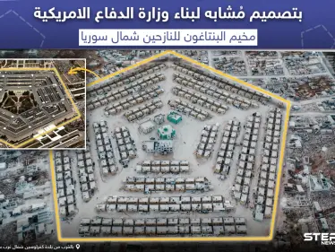 مخيم البنتاغون السوري بتصميم مشابه لبناء وزارة الدفاع الأمريكية - وكالة ستيب نيوز