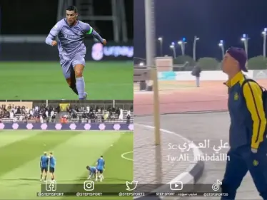 بالفيديو | رونالدو يوجه تاليسكا خلال الإحماء والدون يلهب حماس مشجع سعودي - وكالة ستيب نيوز