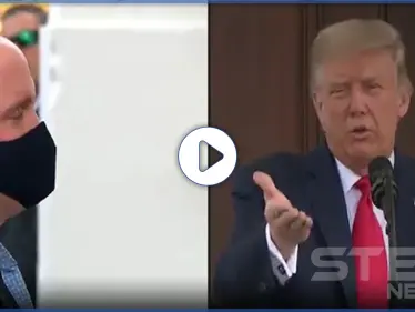 بالفيديو|| صحفي رويترز يحرج ترامب أمام الكاميرا بسبب الكمامة - وكالة ستيب نيوز