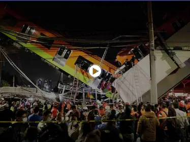 بالفيديو|| 19 قتيلاً و70 مصاباً نتيجة انهيار جسر في المكسيك لحظة مرور قطار عليه - وكالة ستيب نيوز