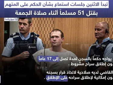 نيوزيلندا تستعد لإصدار حكمها بحق مرتكب مذبحة المسجدين - وكالة ستيب نيوز