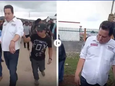 بالفيديو|| علقوا مشنقته وطلبوا إلباسه تنورة واحتجزوه كرهينة.. أحفاد شعب المايا يعاقبون سياسي كذب في الانتخابات - وكالة ستيب نيوز