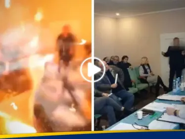 شاهد|| نائب أوكراني يدخل مقر اجتماع ويفجر 3 قنابل يدوية ويخلف عشرات الضحايا - وكالة ستيب نيوز