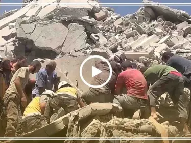 شاهد لحظة انقاذ الجرحى من تحت الانقاض في مدينة أريحا جنوب إدلب 27/07/2019 - وكالة ستيب نيوز