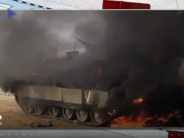 شاهد|| لحظة تفجير دبابة اسرائيلية من السماء بصاروخ.. وإعلان حالة الطوارئ في إسرائيل - وكالة ستيب نيوز