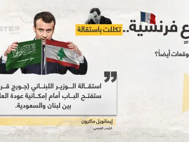 الرئيس الفرنسي (إيمانويل ماكرون)، يرى أن استقالة وزير الإعلام اللبناني (جورج قرداحي)، ربما تساعد بإعادة العلاقات بين السعودية ولبنان. - وكالة ستيب نيوز