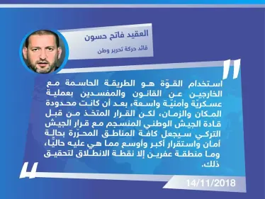 تصريح خاص للعقيد فاتح حسون قائد حركة تحرير وطن لوكالة ستيب || حول الحملة الأمنيّة التي تقودها تركيا بمدينة عفرين شمال حلب - وكالة ستيب نيوز