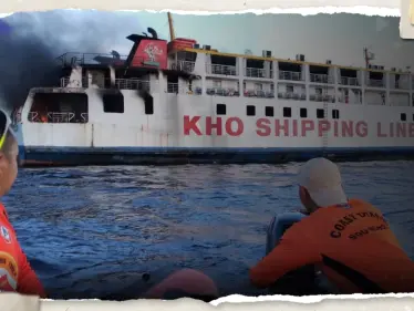 شاهد|| حريق هائل يلتهم عبارة على متنها 120 شخصا في الفلبين - وكالة ستيب نيوز