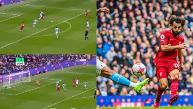 محمد صلاح يهز شباك المان سيتي ويحقق رقم تاريخي جديد مع ليفربول