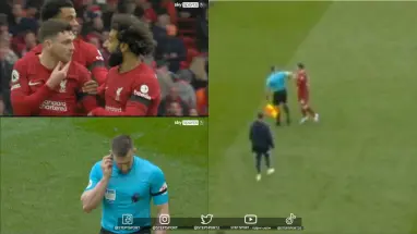 بالفيديو || فضيحة في الدوري الإنجليزي ... حكم يضرب أحد لاعبي ليفربول خلال المباراة