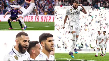 شاهد | هاتريك بنزيما التاريخي في شباك بلد الوليد خلال 7 دقائق